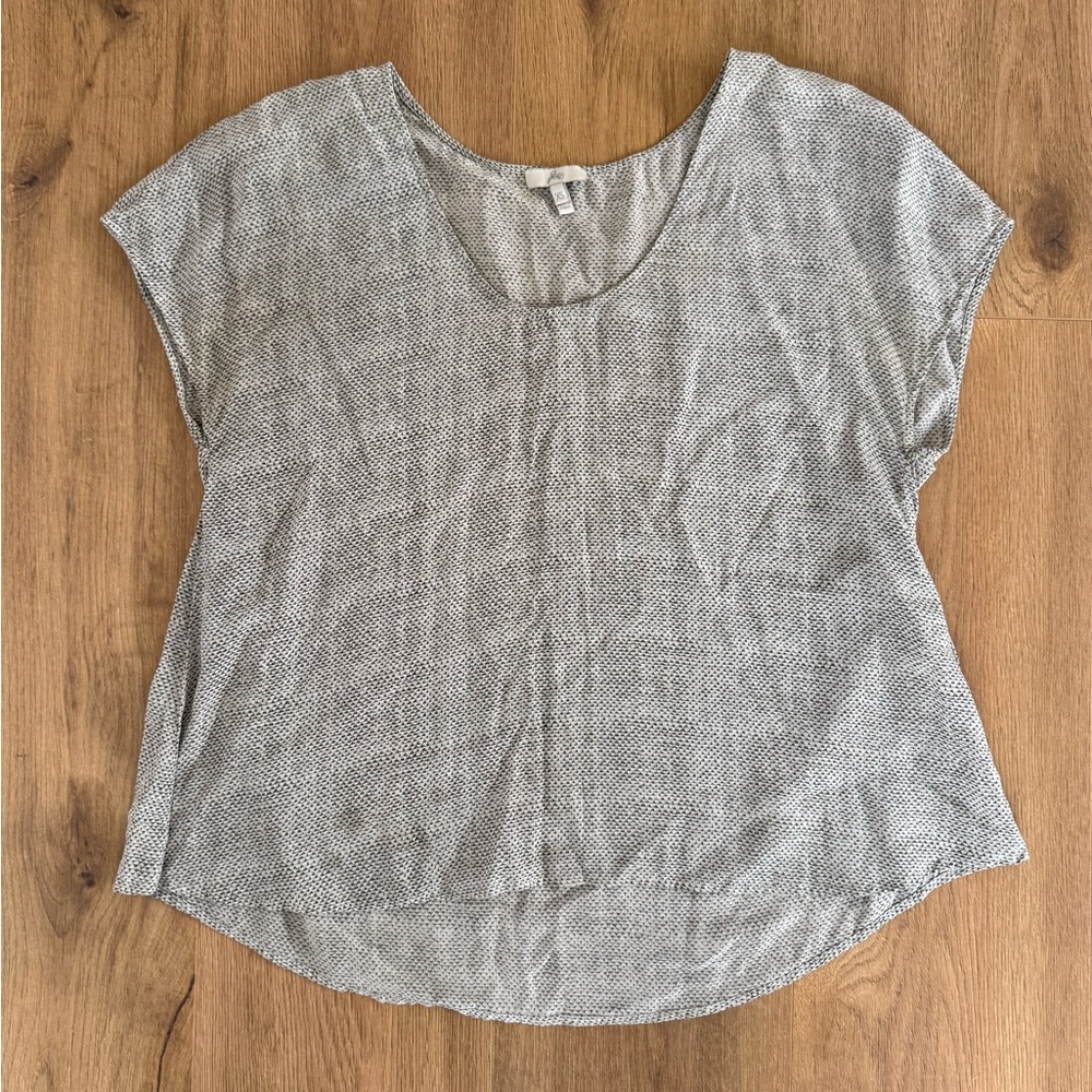 Joie Micro-Print Scoop Neck Silk Tee